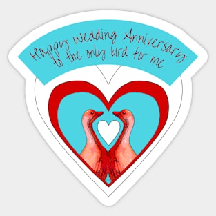 Geese in Heart - Happy Wedding Anniversary Sticker